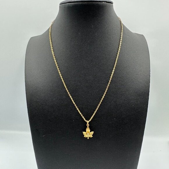 Necklace Lot Gold Tone Pendant Style Thin Chain Link Faux Pearl Puppy Cross - Picture 15 of 16